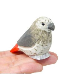 Gray African Parrot Cake Top Bride Groom Love Bird Wedding Carved Wood Statue