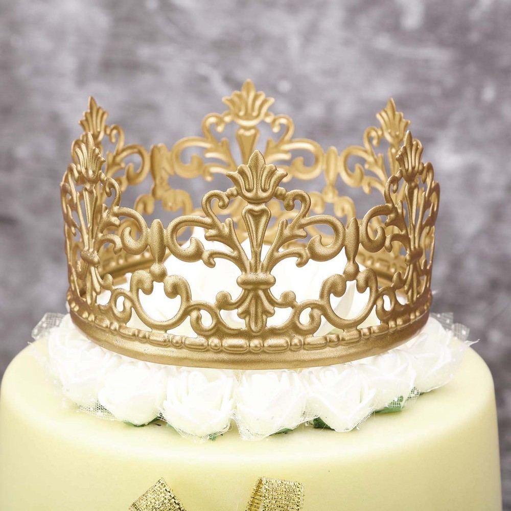 4″ wide GOLD Metal Crown Cake Topper Cupcake Centerpiece Dessert Events