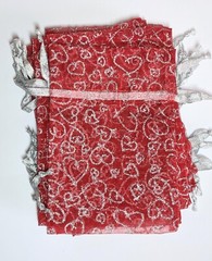 50pcs Red Heart Organza Gift Bags 5″x7″ Drawstring Pouches Jewelry Favor Wedding