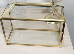 Glass Rectangle Card Box Hinged Lid Great To Secure Cards