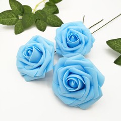 US Ship 25pcs Artificial Foam Rose Flower with Stem Decoration for Wedding Party