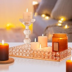 Pcs Metal Crystal Mirror Tray – 11.»x8.1″ Table Centerpieces Tray, Multi 2 Gold