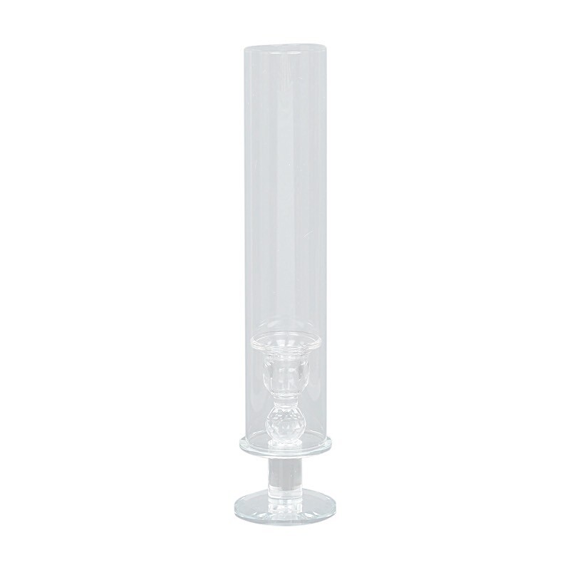 2 Clear 14″ Crystal Hurricane Taper Candle Holders Cylinder Glass Shades Party