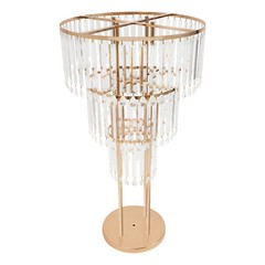 Gold 3-Tier Acrylic Crystal Wedding Flower Stand Iron Freestanding 50 × 72cm