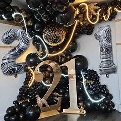 13 Balloon Number, 40 Inch Black Marble Foil Balloons Giant Marble Number 13
