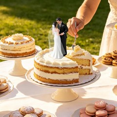 4.5» Wedding Cake Topper Bride and Groom 4.5 inches, Rice White Gift Box