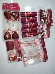 Lot of 12- Glitter Tulle 6X3 Yards Fuchsia. Glitter Foam Hearts Lip Love & More