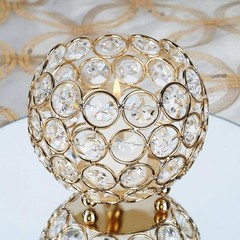 3.5″ tall Gold Faux Crystal Beaded CANDLE HOLDERS Wedding Decorations SALE