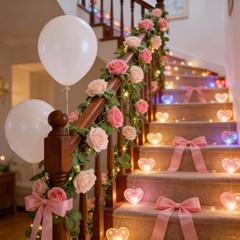 2Pack Artificial Rose Flower Garland 6.5FT Fake Rose Vine Peach Deep Pink