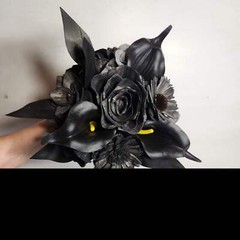 Black Rose Calla Lily Sola Wood Bridal Wedding Bouquet Accessories