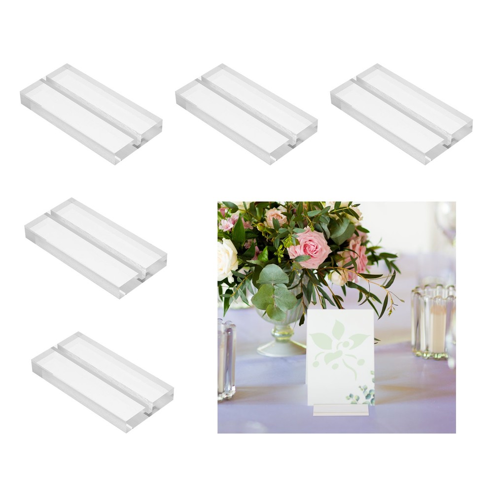 5 Pcs Acrylic Place Card Holders 3.1 Inch Clear Card Holder Stand, 80 x 40 mm