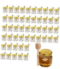 50 Pack 1.5 oz Hexagonal Mini Glass Honey Jars in Bulk with Wooden 50 pack