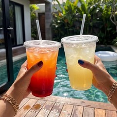 [100 Sets – 16oz] Clear Plastic Cups with Lids and Straws, Disposable 16 OZ