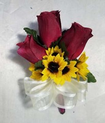 Burgundy Ivory Rose Sunflower Bridal Wedding Bouquet Accessories