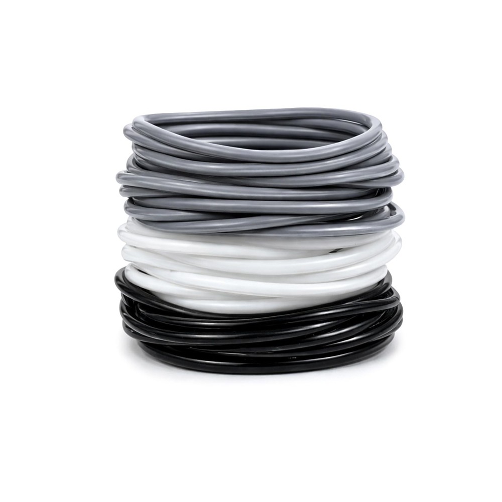 SynHHergyx 45 pcs Silicone jelly bracelets, One Size, Black, white and gray
