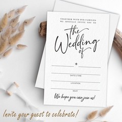 Elegant Double-Sided Wedding Invites – 25 Quality Minimalistic Cards & Envelopes