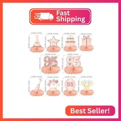 Gexolenu 10 Pcs 95th Birthday Honeycomb Centerpieces Cheers to 95 Years Birthday