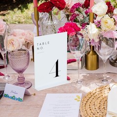 White Wedding Table Numbers 1-10 With Stands 5×7 Inch Acrylic Reception Decor