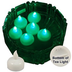 NEW 6 Green Led Floating Floral Tea Light Candle for Wedding Centerpiece Decor