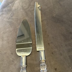 Vintage Cake Knife and Server Set, Stainless Blades with Resin Crystal Handles