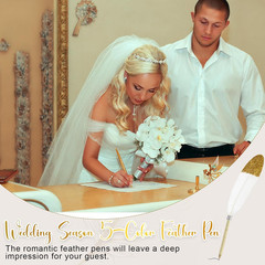 25 Sets Feather Pen Wedding Favors Bulk Bridal Shower Quill Ballpoint Pens Gold