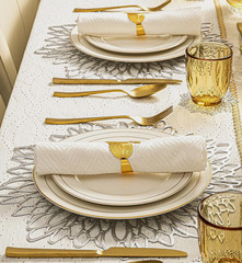 4 Silver Vinyl Placemats & 4 Matching Coasters, Table Decor, 8 Pc Set