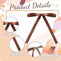 Bows 5 x 7 Inches Twist Tie Ribbon Bows for Cake 24 Pcs Ribbon Bow for Brown