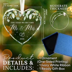 Beautifully Packaged Mr & Mrs 2026 Glass Ornament – Elegant Holiday Decor
