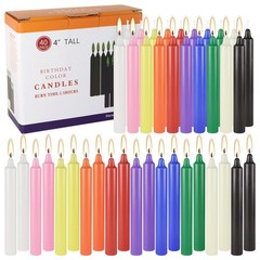 40 Pack Assorted Color Spell Chime Candles-4 Inch Mini 40Pack, Multicolor