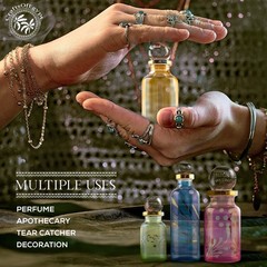 Egyptian Perfume bottles, Empty Glass Mini Mix Colors-Set of 10, Multi Color