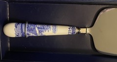 Spode Blue Italian Cake Server Knife with Porcelain Handle, 10″ – Blue White