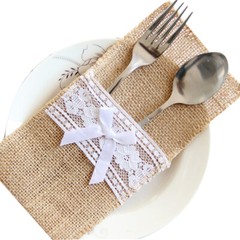 5pcs Burlap Hessian Lace Wedding Table Runner Jute Rustic Country Party Decor