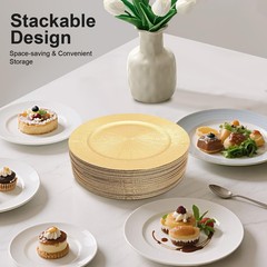 50Pcs Gold Charger Plates Set 13in Round Plates for Wedding Party Decor