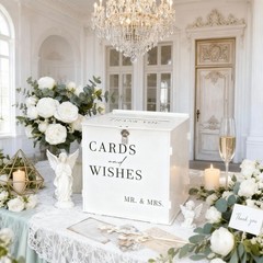 White Acrylic Wedding Card Box with Lock Large DIY Card Holder for Reception