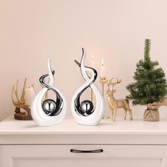 Modern Ceramic Table Decor Set – 2 Pcs Centerpieces for Home & Office, White & S