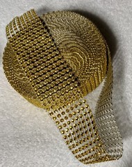 20 Yards Rhinestone Ribbon 2 Rolls Diamond Ribbon for Crafts, Cake, Gold, 8 Row