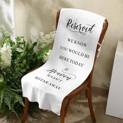 HunnmingRe Reserved Wedding Chair Sign Banner Loving Memory Linen, White