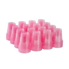 100ct 2oz Mini Clear Shot Glasses, Disposable Small Plastic Cups for Pink