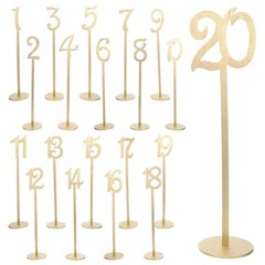 20Pcs Elegant Wooden Table Number Signs for Party Wedding Reception Golden