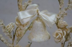 Mid Century 1950s Bride & Groom Marriage Wedding Cake Topper Arch 11″