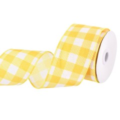 Plaid Check Ribbon, 2.5 Inch x 10 Yards Gingham Ribbon, Bright Yellow