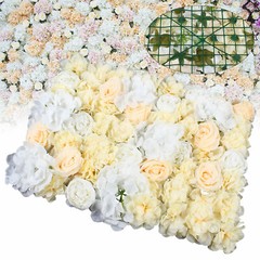 12Pcs Artificial Flower Wall Panel Rose Hydrangea Wedding Party Venue Decor
