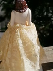 2 PAIRS VINTAGE 1947 WEDDING CAKE TOPPERS BRIDE / GROOM COAST NOVELTY CHALKWARE