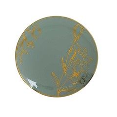 20 Round Dusty Sage Plastic Salad Dinner Plates Gold Floral Design Events