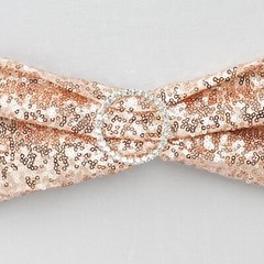 10 Blush Spandex Sequined CHAIR SASHES Ties Wraps Wedding Party Decorations