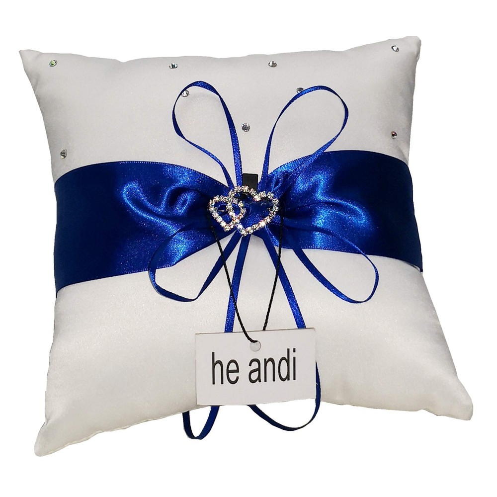 he andi 7.8″ Satin Double Hearts Decoration Wedding 1 Count (Pack of 1), Blue