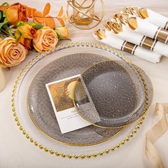 175pcs Black Gold Plastic Plates – Black Black and Gold 175 Pieces (25 Guests)