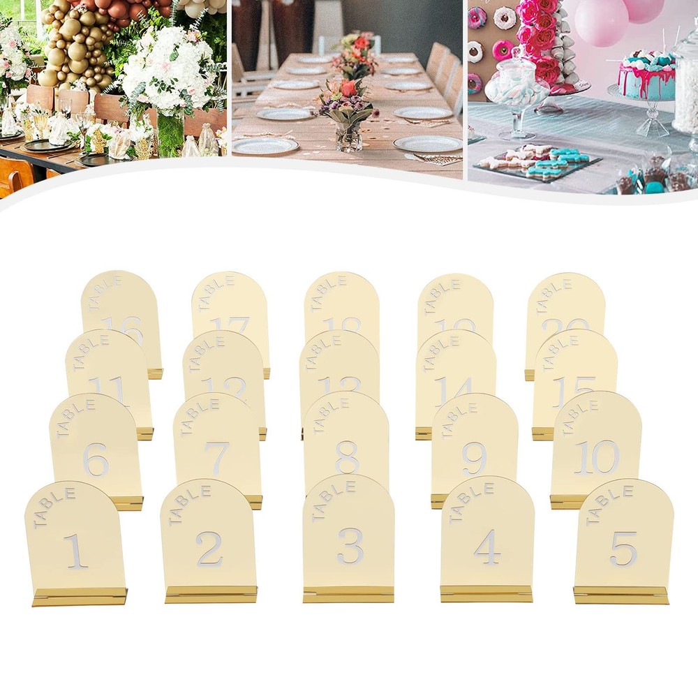 20PCS Gold Table Numbers Acrylic Party Table Numbers Wedding Table Numbers Sign