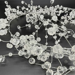 192″ Acrylic Crystal Diamond Garland – Frosted & Cut Beaded Glitter String (Set