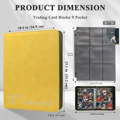 Trading Card Binder, 3-Ring 9-Pocket Zipper Binder for Baseball Cards, Sports…
